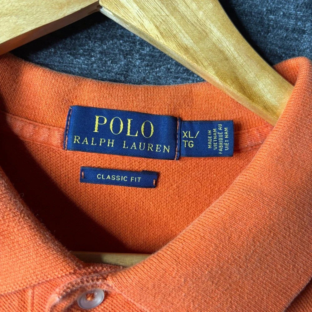 Polo Ralph Lauren Mens XL Orange Classic Fit Short Sleeve Pique Polo Shirt